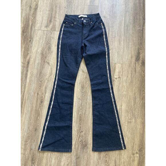 Ella Moss high rise super flare denim jeans 24 dark wash snake skin edge 90s y2k - Picture 1 of 6